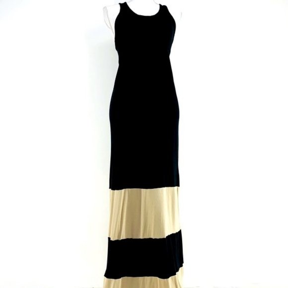 MOSSIMO / Black & Tan - Color Block Maxi Dress / Small - Picture 1 of 11